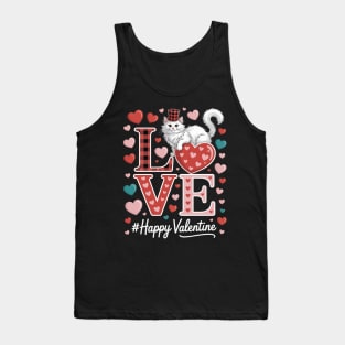 LOVE Happy Valentine British Longhair Cat Valentine's Hat Tank Top